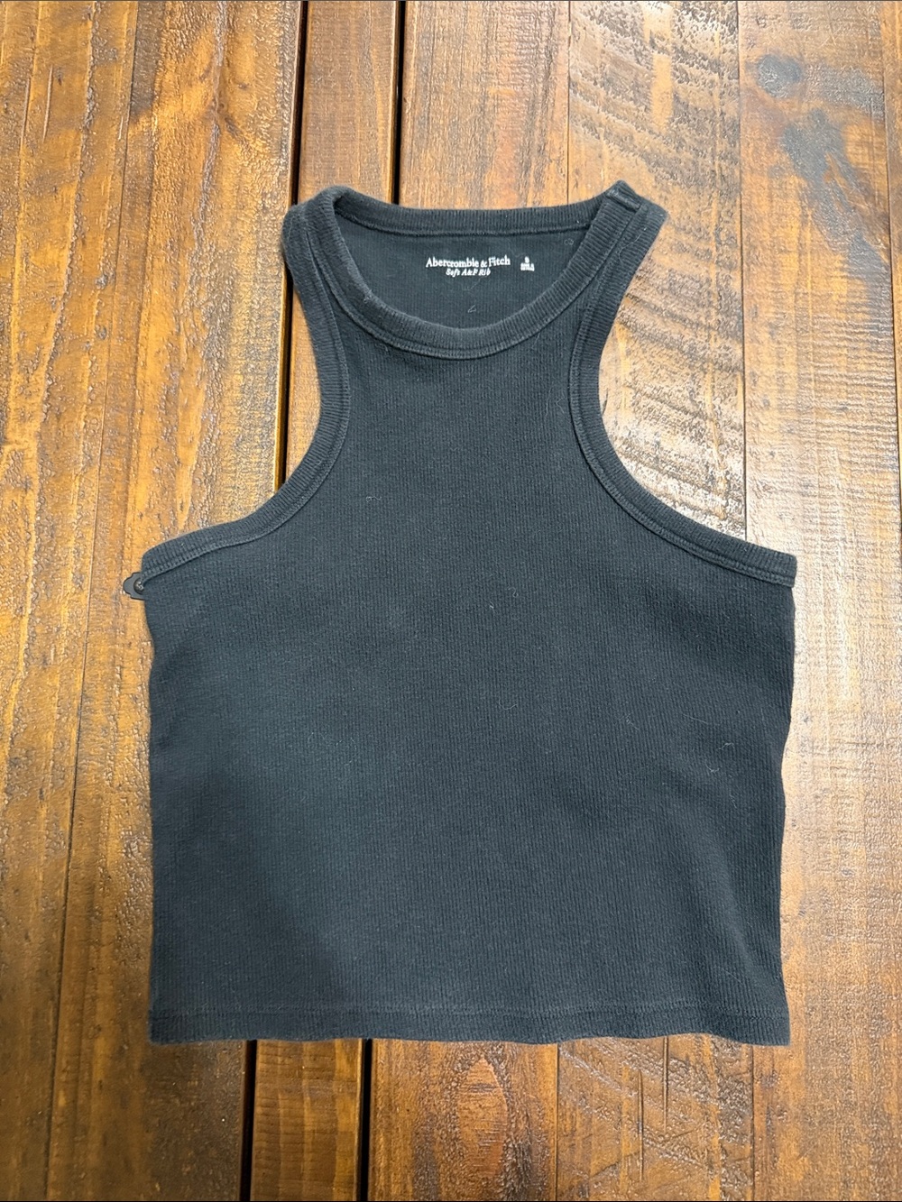 Abercrombie & Fitch Black Ribbed High-Neck Crop Tank